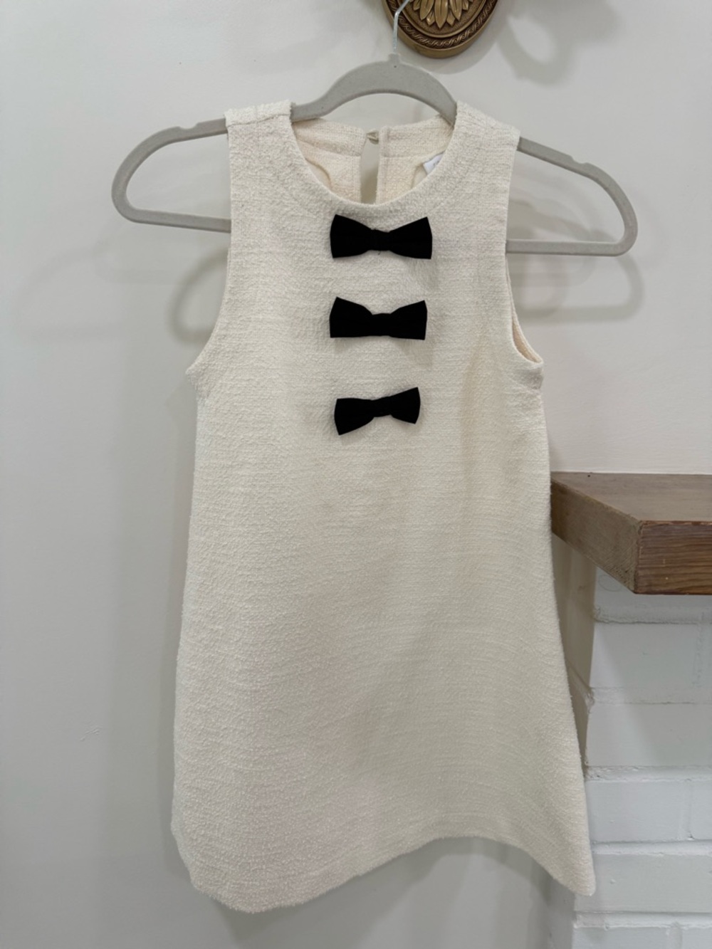 Zara Cream Sleeveless Dress with Black Bows